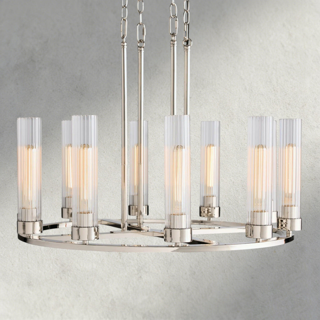 10 Light / Nickle Andreas Round Chandelier 10/ 12 Light