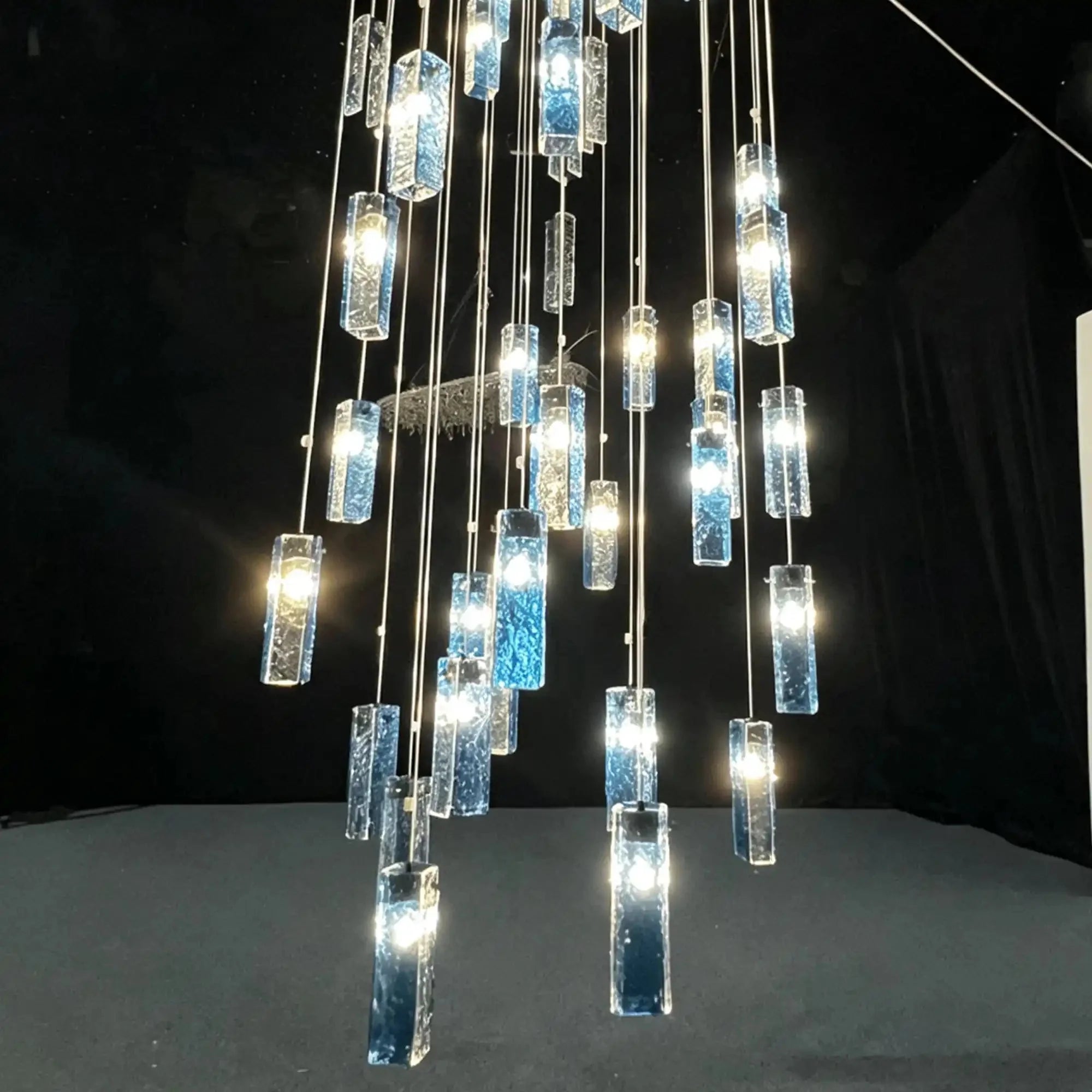 Art Design Colorful Rectangle Cluster Glass Tile Pendant Chandelier - 60 Lights / Round Base / W36"*H180"AmberWarm Light -  Manorlights