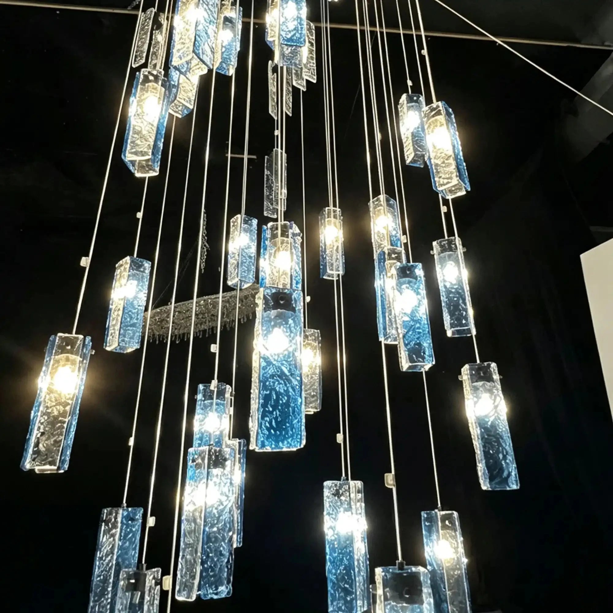 Art Design Colorful Rectangle Cluster Glass Tile Pendant Chandelier - 60 Lights / Round Base / W36"*H180"AmberWarm Light -  Manorlights