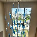 Art Design Colorful Rectangle Cluster Glass Tile Pendant Chandelier - 60 Lights / Round Base / W36"*H180"AmberWarm Light -  Manorlights