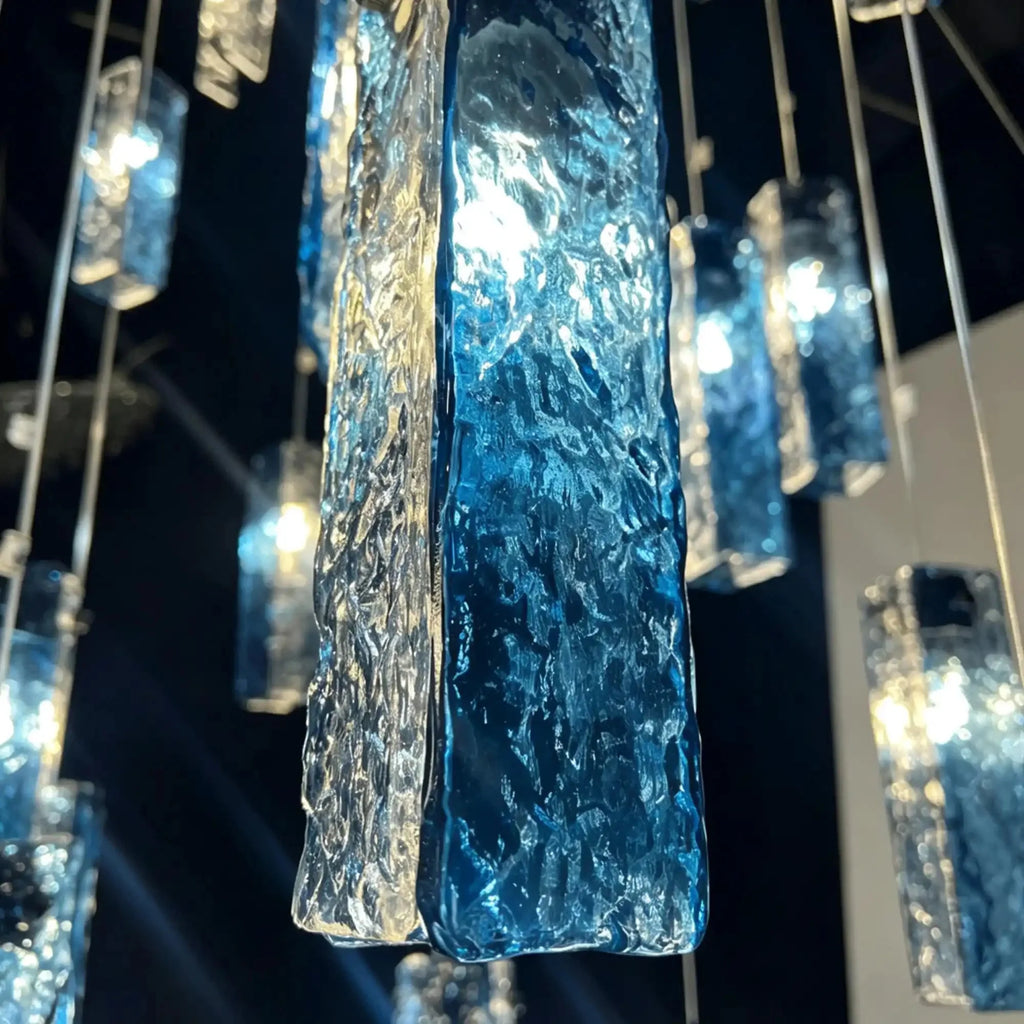 Art Design Colorful Rectangle Cluster Glass Tile Pendant Chandelier - 60 Lights / Round Base / W36"*H180"AmberWarm Light -  Manorlights