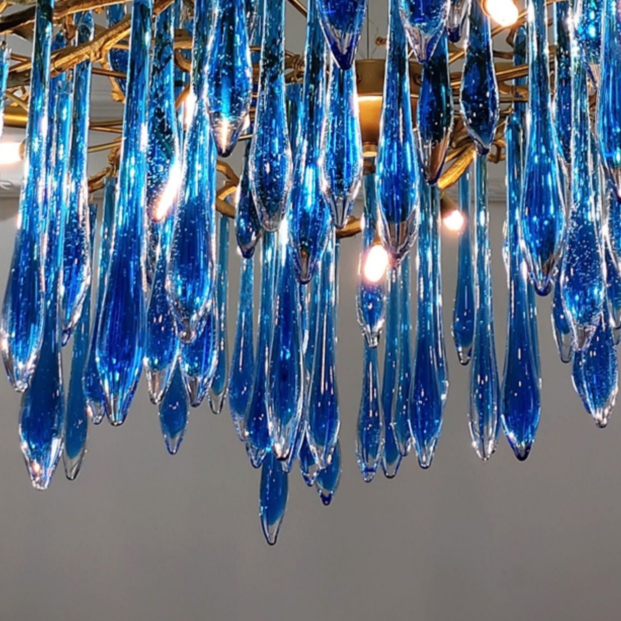 Artistic Branch Chandelier with Blue Glaze Drops for Dining Room - D23.6"*H19.7"/31.6kgColorfulWarm LightManorlights