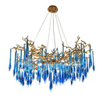 Artistic Branch Chandelier with Blue Glaze Drops for Dining Room - D23.6"*H19.7"/31.6kgBlueWarm LightManorlights