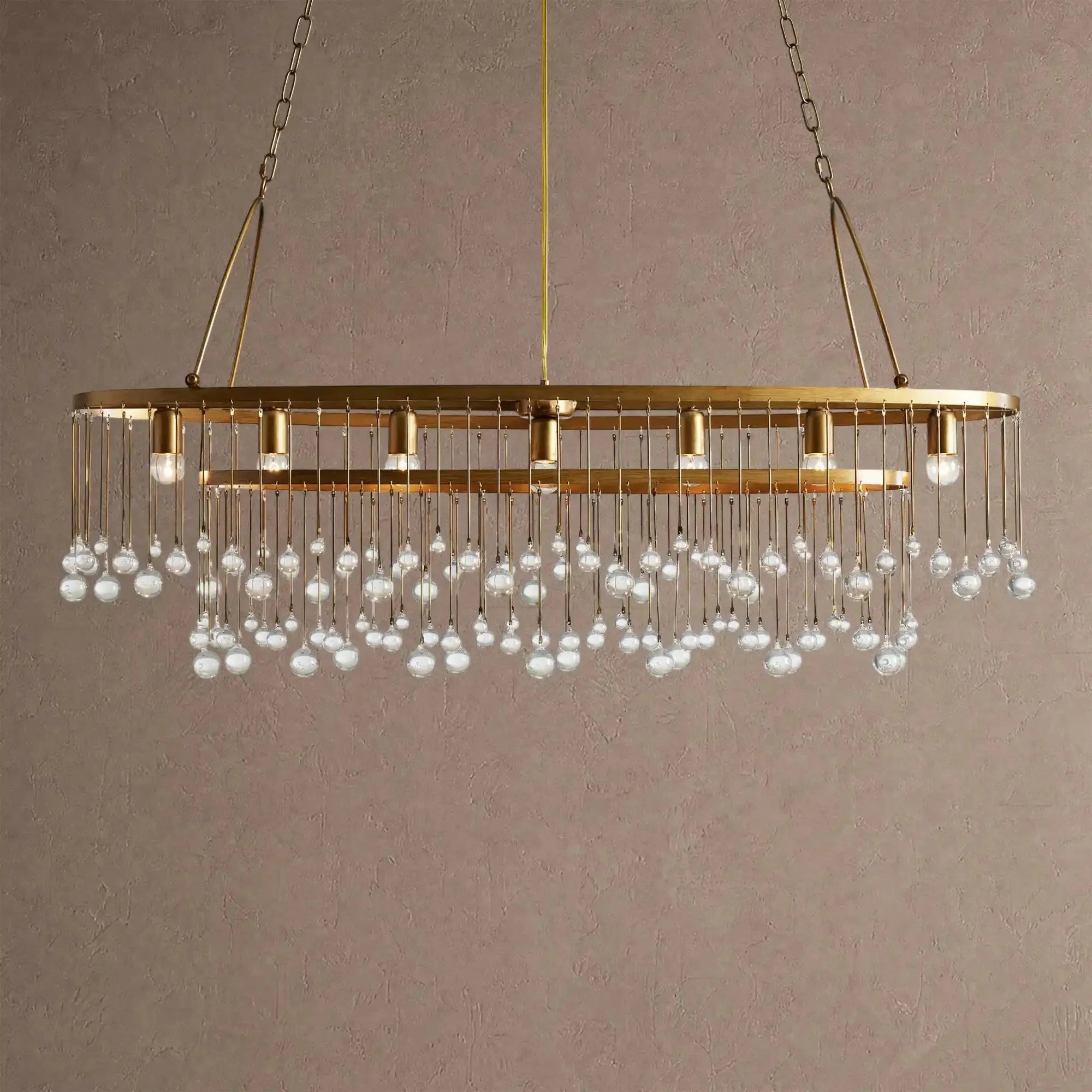 Aubrey 7 Light Oval Chandelier - BrassBlushlighting