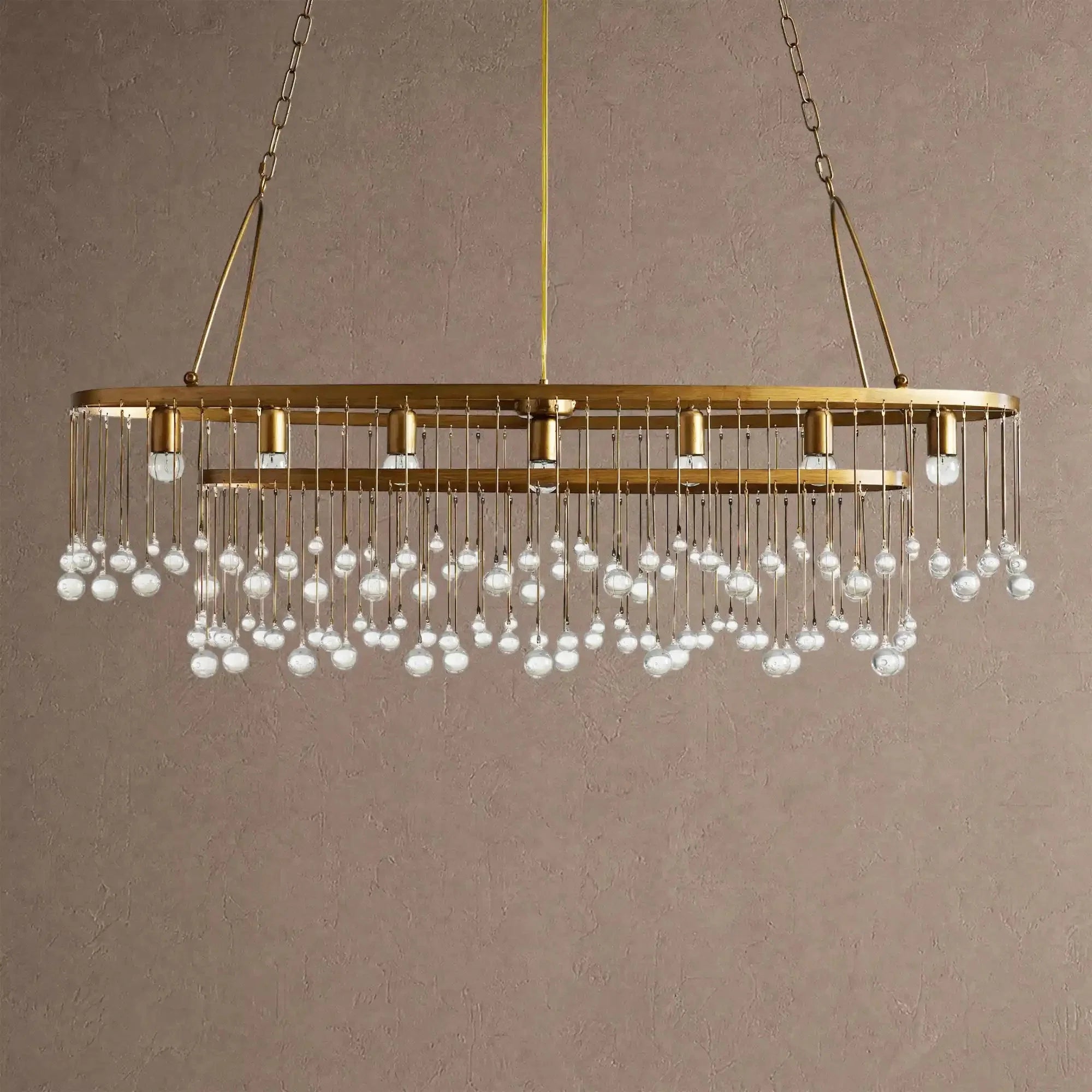 Aubrey 7 Light Oval Chandelier - BrassBlushlighting
