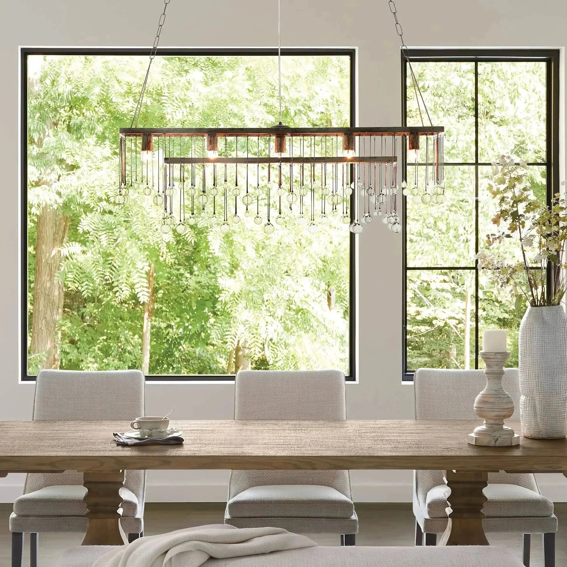 Aubrey Rectangular Chandelier 47''60'' - 60‘’SilverBlushlighting