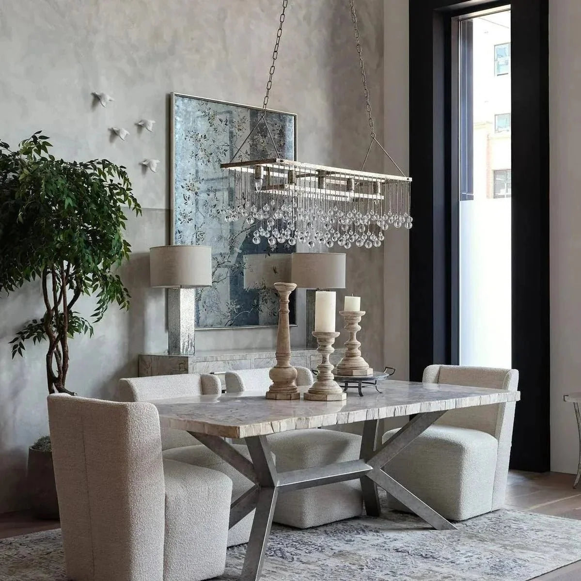 Aubrey Rectangular Chandelier 47''60'' - 47‘’BrassBlushlighting