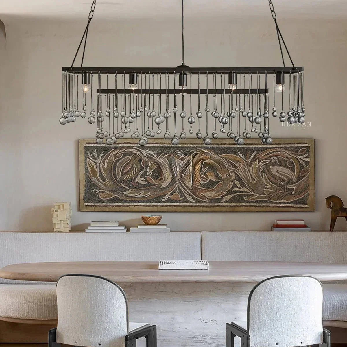 Aubrey Rectangular Chandelier 47''60'' - 47‘’BrassBlushlighting