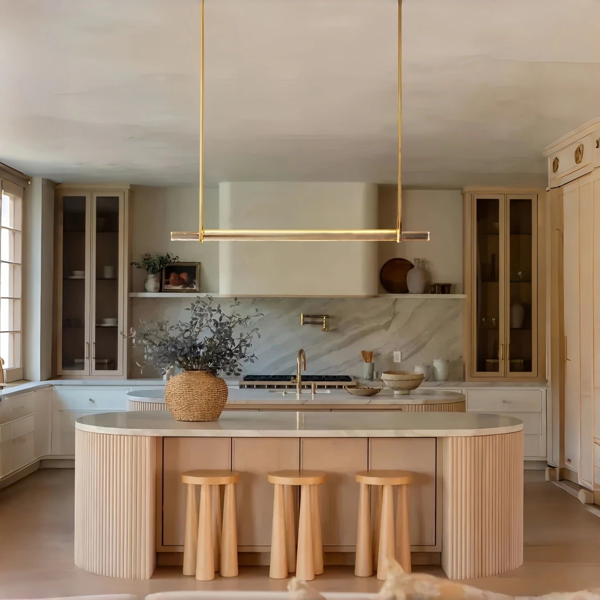 Audubon Alabaster Single Bar Linear Chandelier
