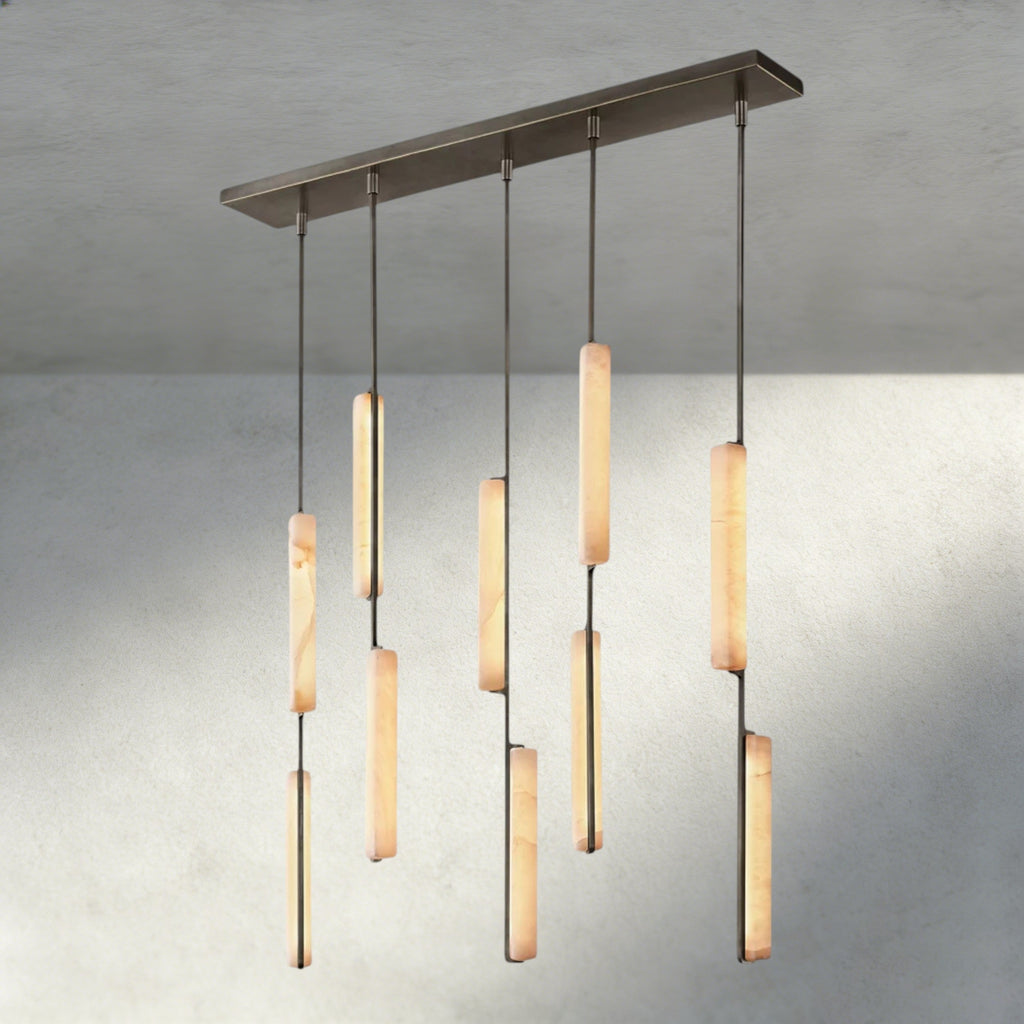 Audubon Alabaster Linear Chandelier 54"-Manorlights