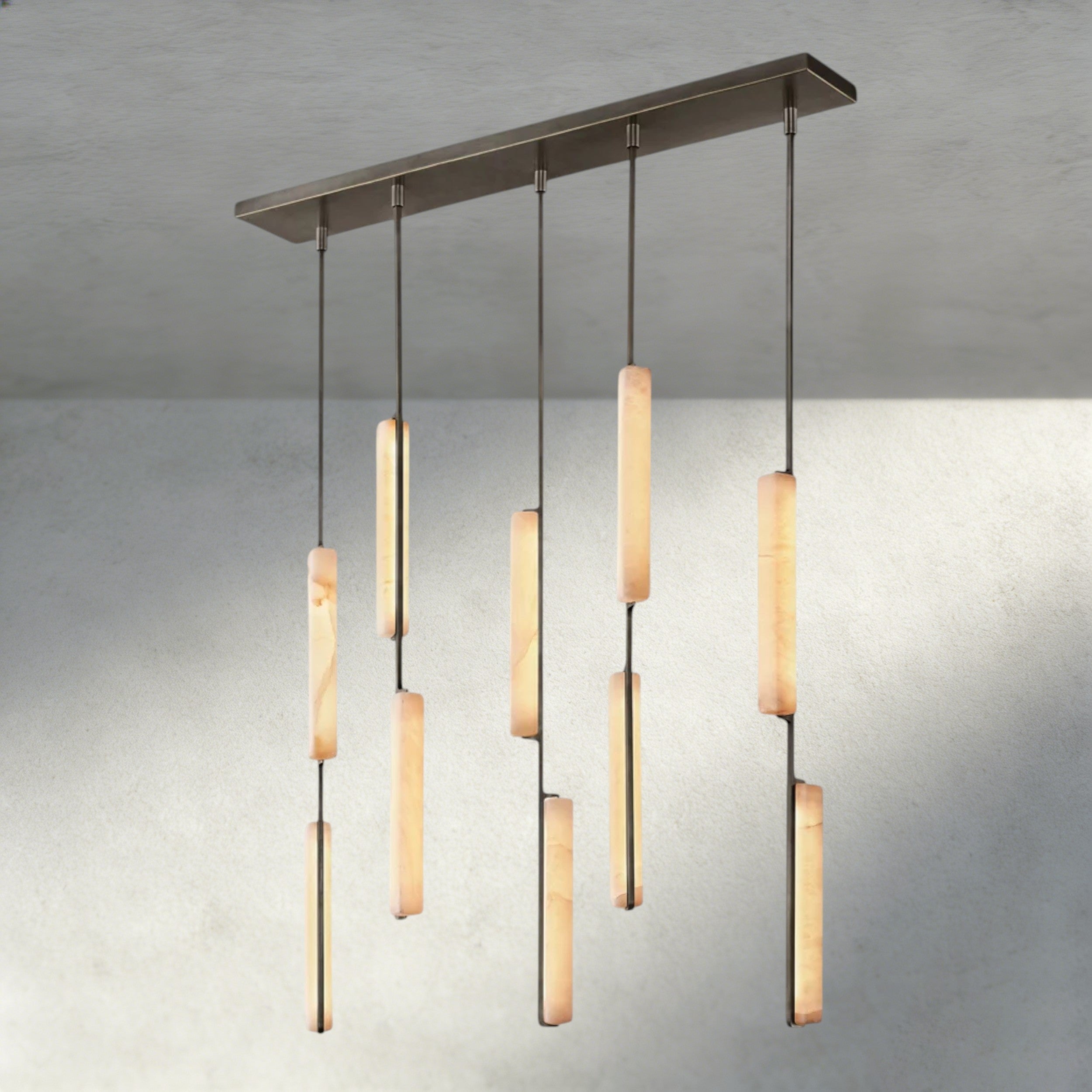 Audubon Alabaster Linear Chandelier 54"-Manorlights