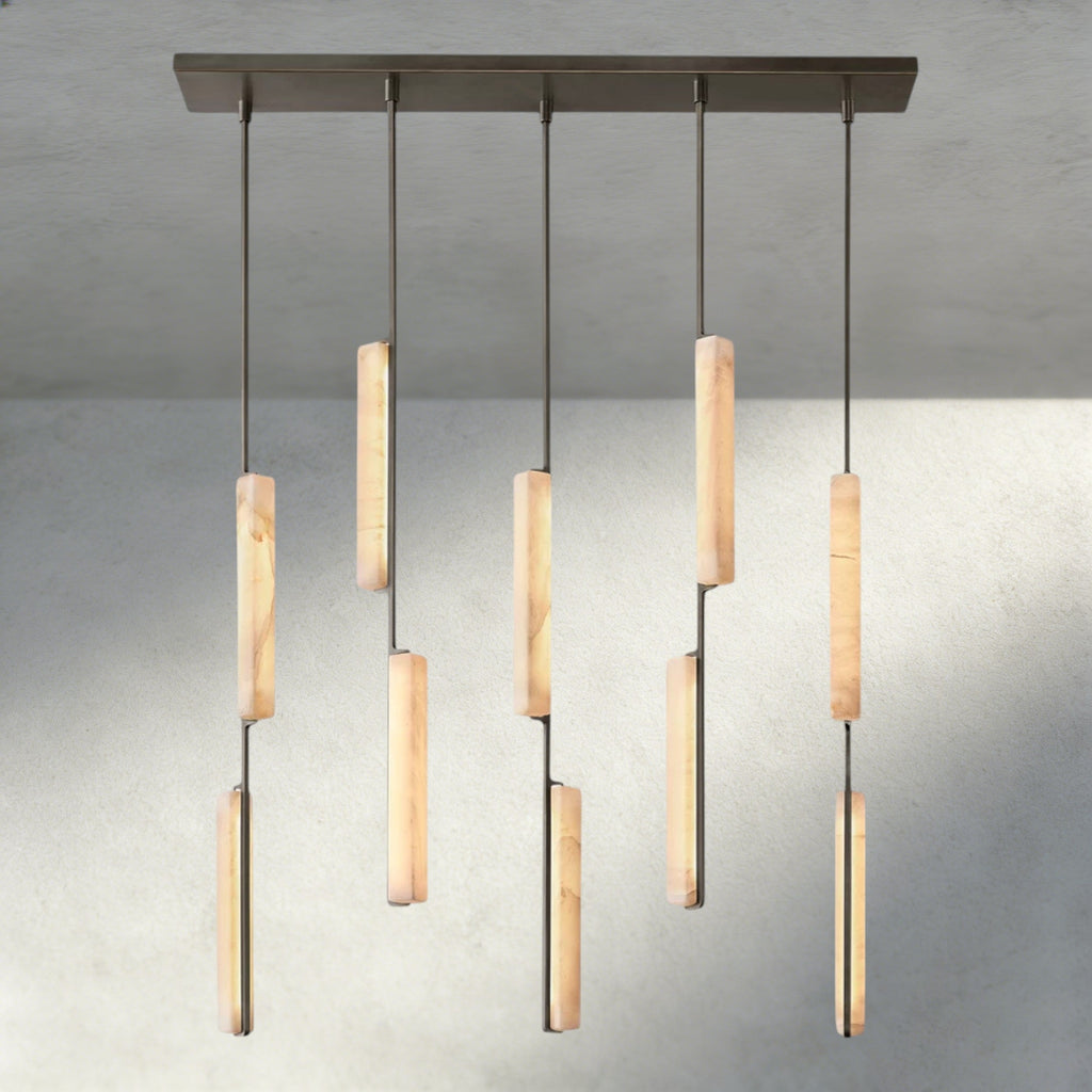 Audubon Alabaster Linear Chandelier 54"-Manorlights