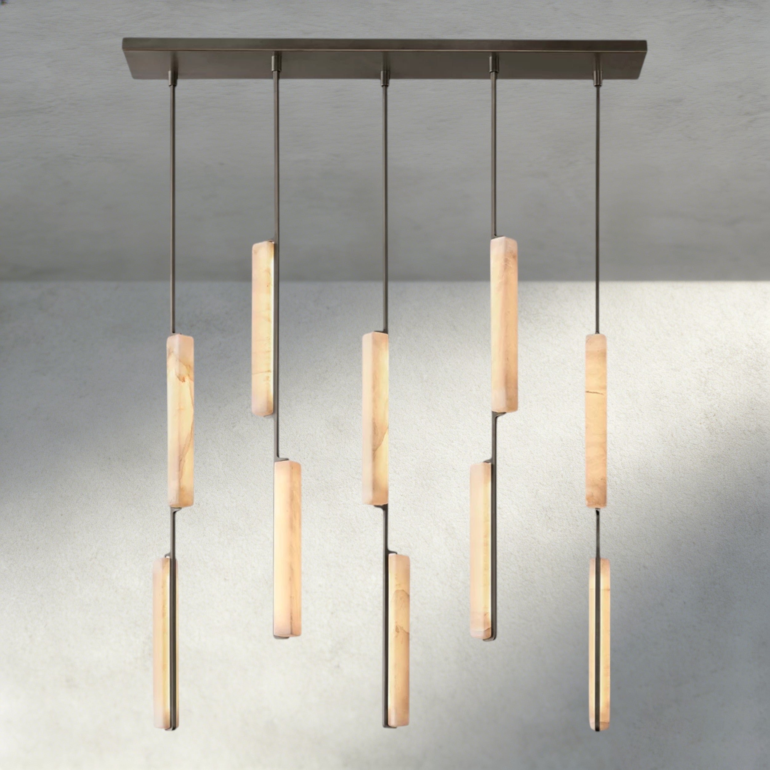 Audubon Alabaster Linear Chandelier 54"-Manorlights
