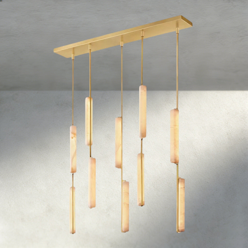 Audubon Alabaster Linear Chandelier 54"-Manorlights