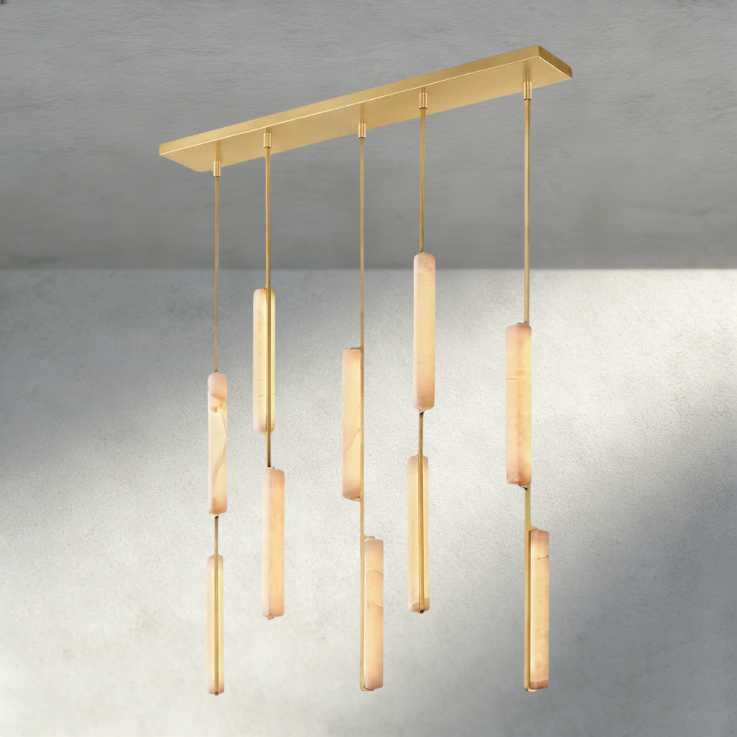 Audubon Alabaster Linear Chandelier 54"-Manorlights