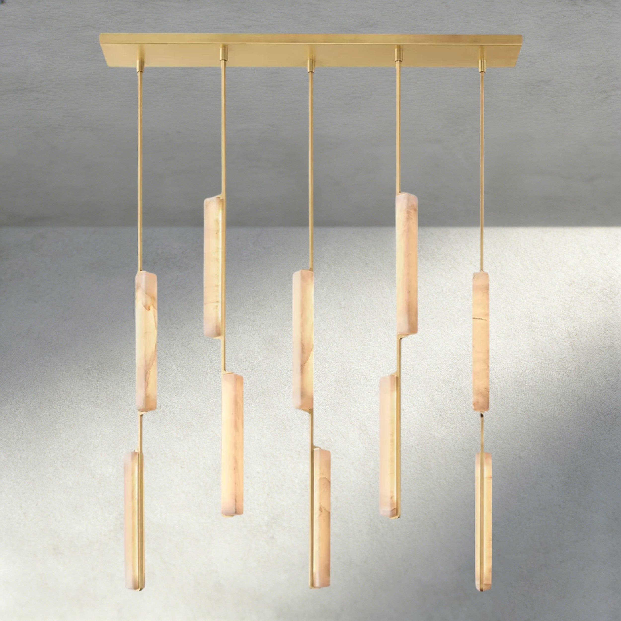 Audubon Alabaster Linear Chandelier 54"-Manorlights