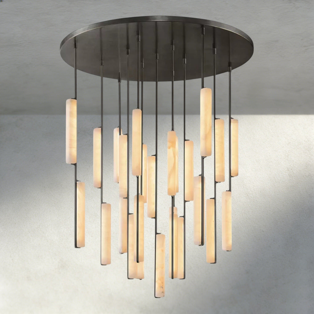 Audubon Alabaster Round Chandelier 24", 40", 56"-Manorlights