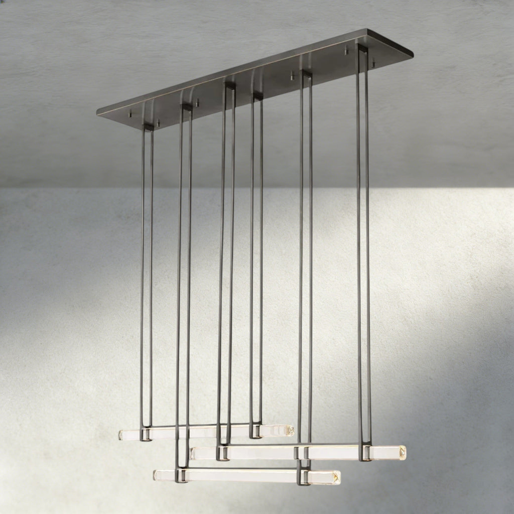 Audubon Crystal Triple Bar Linear Chandelier 60", 72"-Manorlights