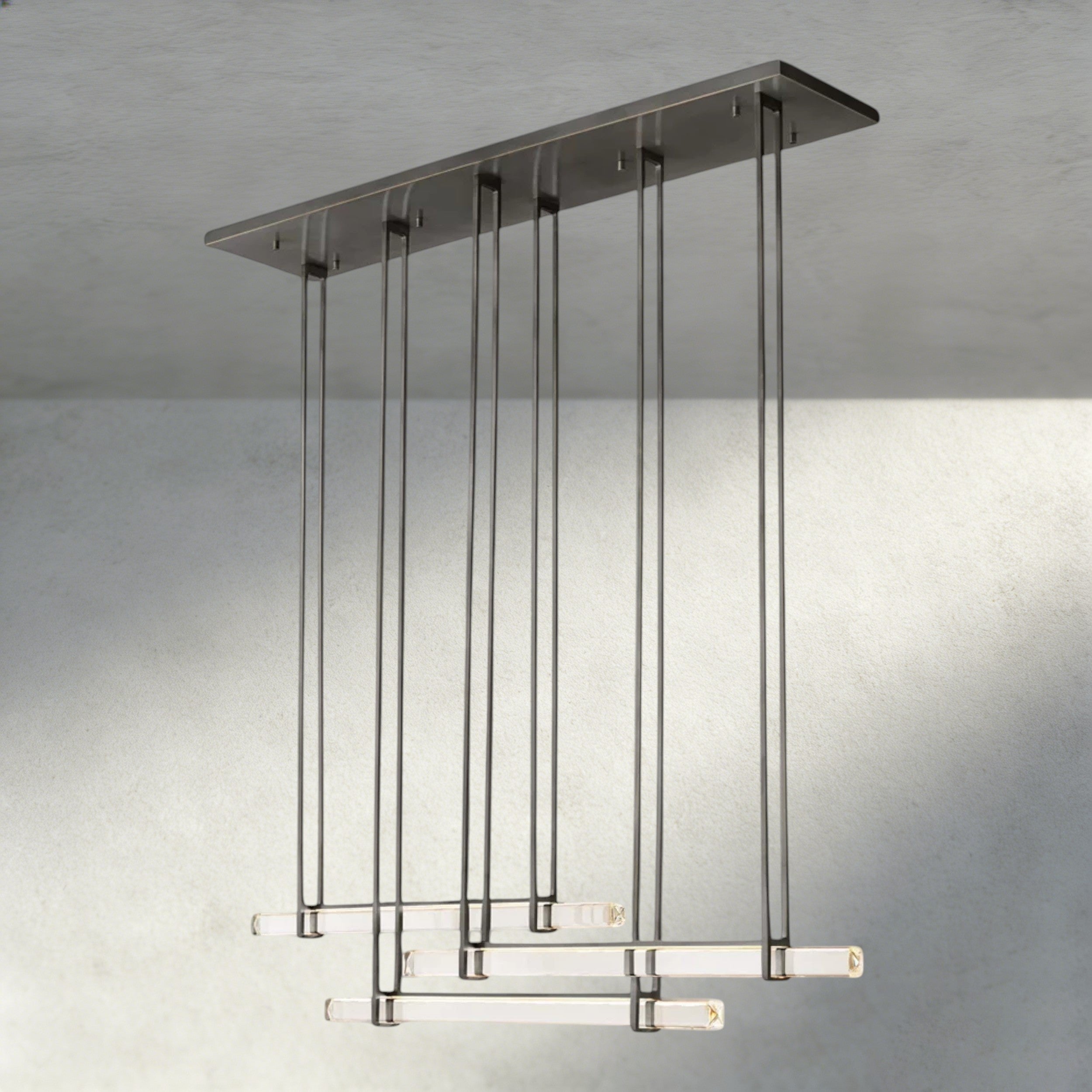 Audubon Crystal Triple Bar Linear Chandelier 60", 72"-Manorlights