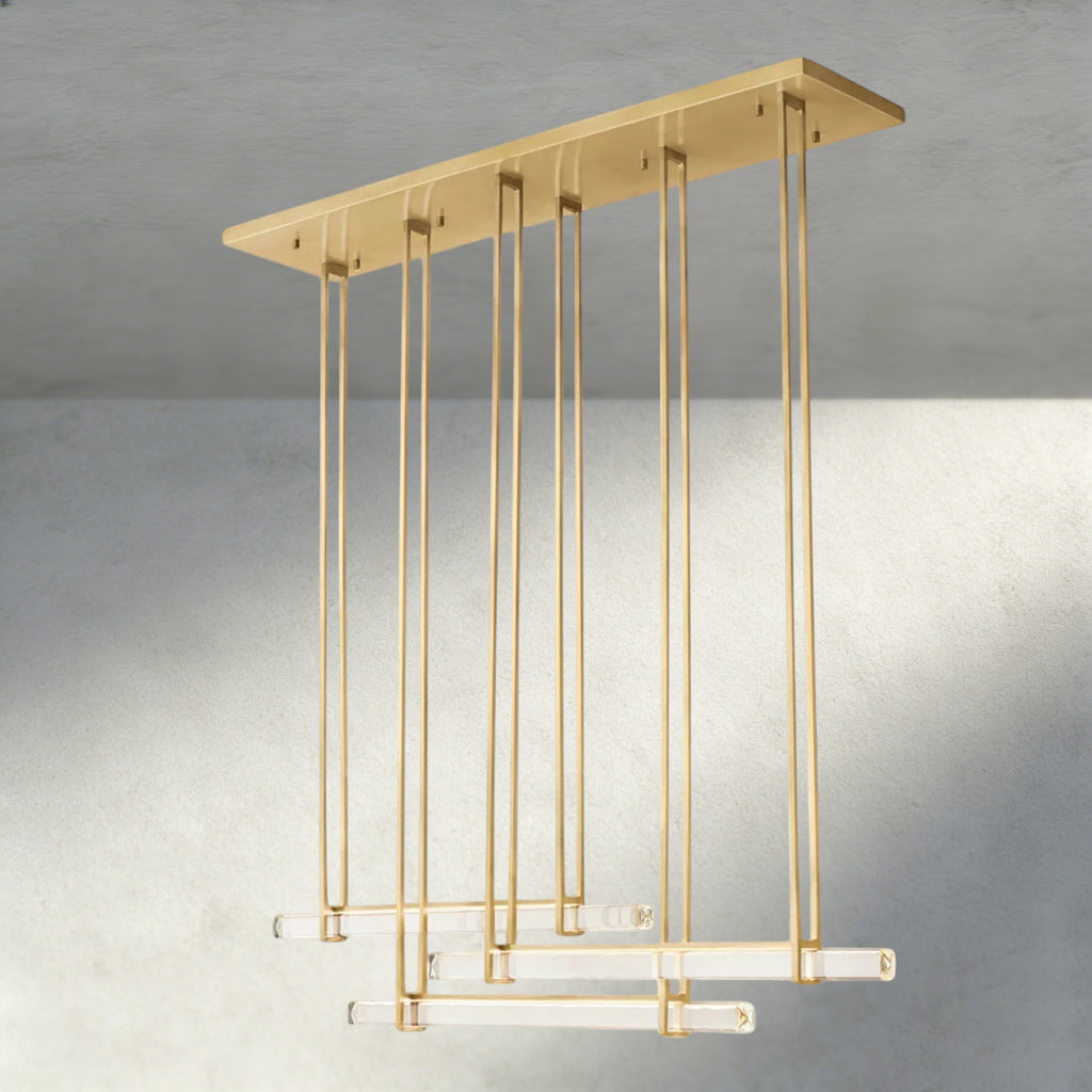 Audubon Crystal Triple Bar Linear Chandelier 60", 72"-Manorlights
