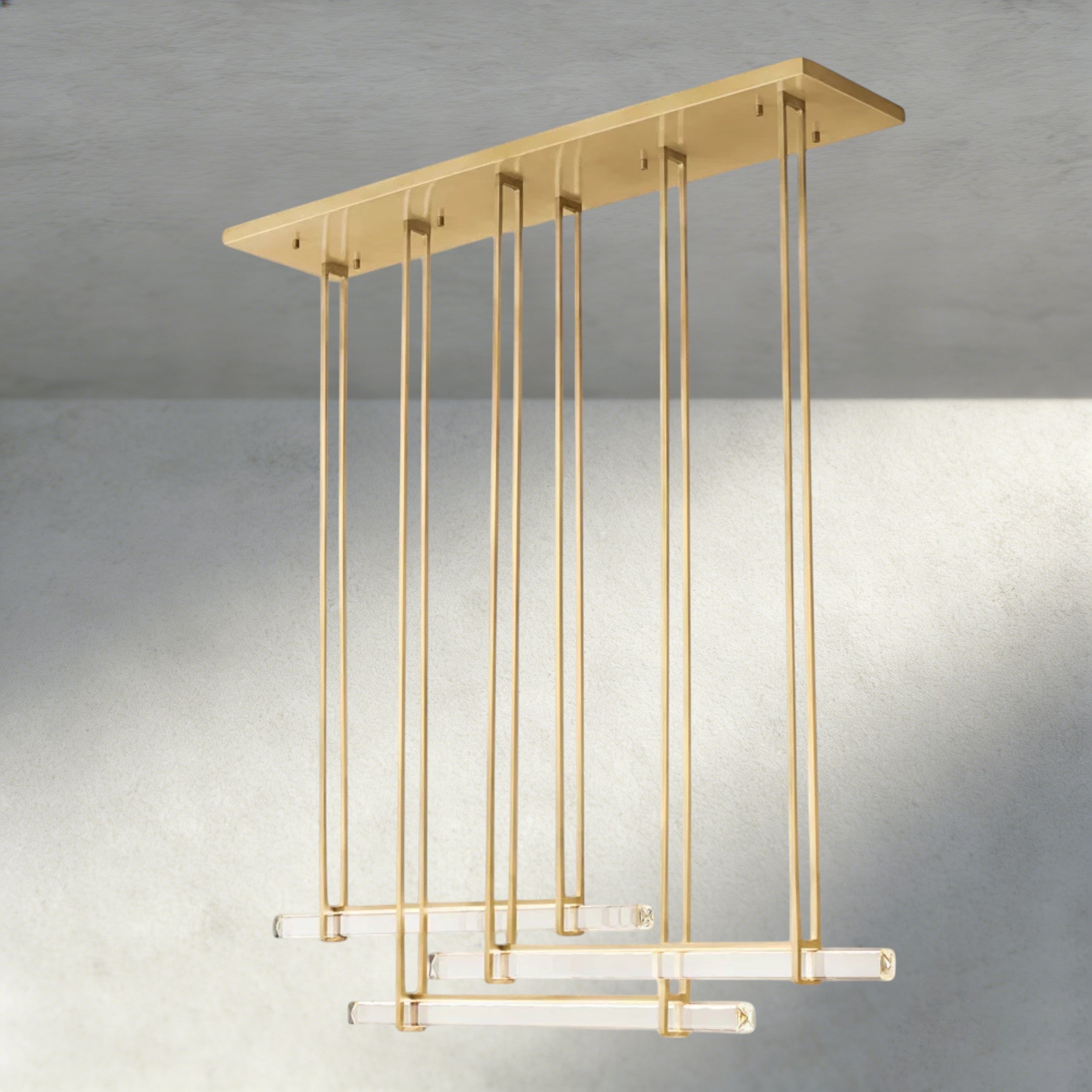 Audubon Crystal Triple Bar Linear Chandelier 60", 72"-Manorlights