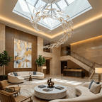 Aurelia Glass Leaf Chandelier - Dia 31.5″ × H 47.2″Amber & ClearWarm LightBlushlighting