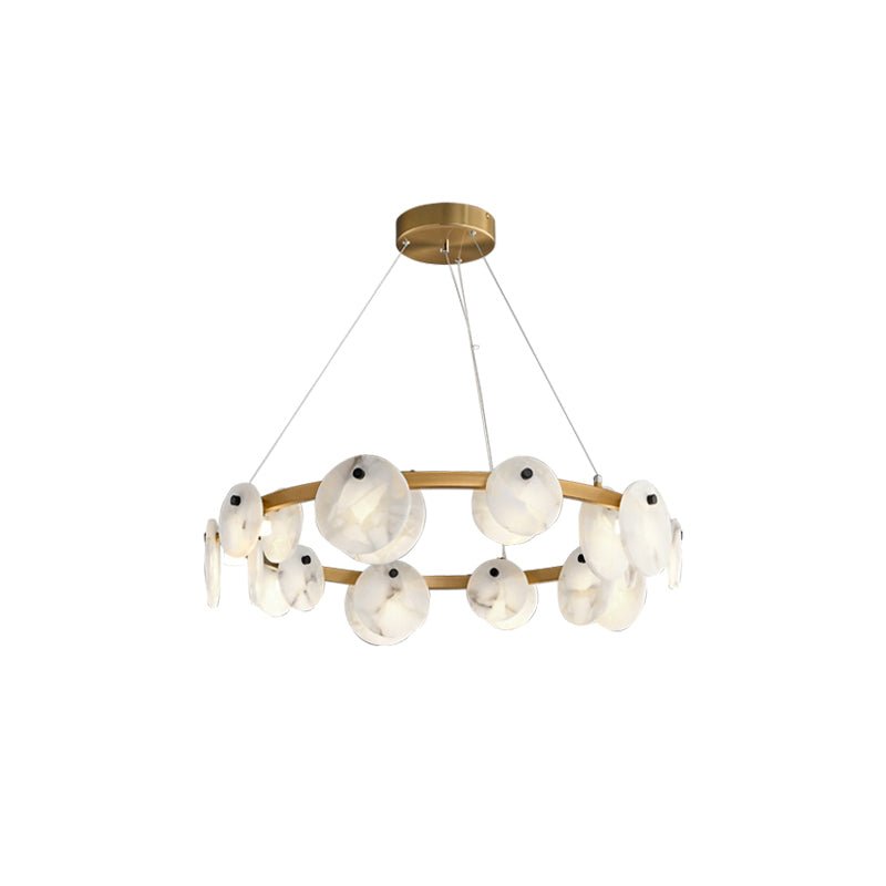 Austen Alabaster Chandelier - 6 heads D 60cm x H 15cm / ∅ 23.6″ x H 5.9″Brass＆WhiteManorlights