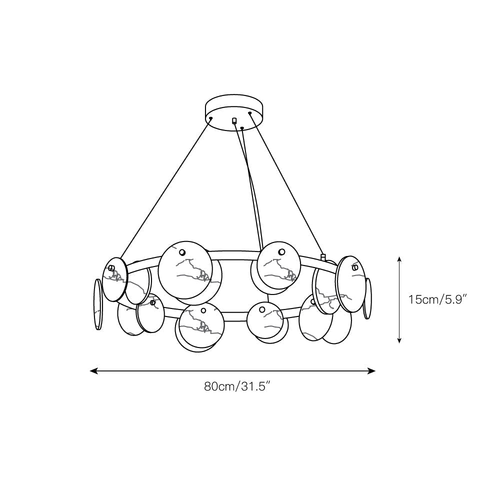 Austen Alabaster Chandelier - 6 heads D 60cm x H 15cm / ∅ 23.6″ x H 5.9″Brass＆WhiteManorlights