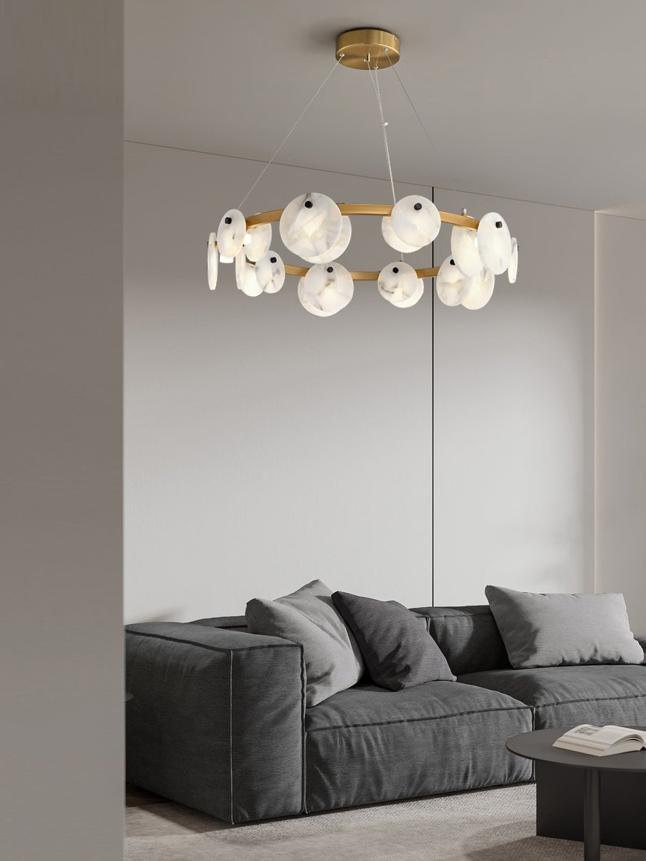 Austen Alabaster Chandelier - 6 heads D 60cm x H 15cm / ∅ 23.6″ x H 5.9″Brass＆WhiteManorlights