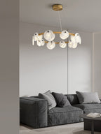 Austen Alabaster Chandelier - 6 heads D 60cm x H 15cm / ∅ 23.6″ x H 5.9″Brass＆WhiteManorlights