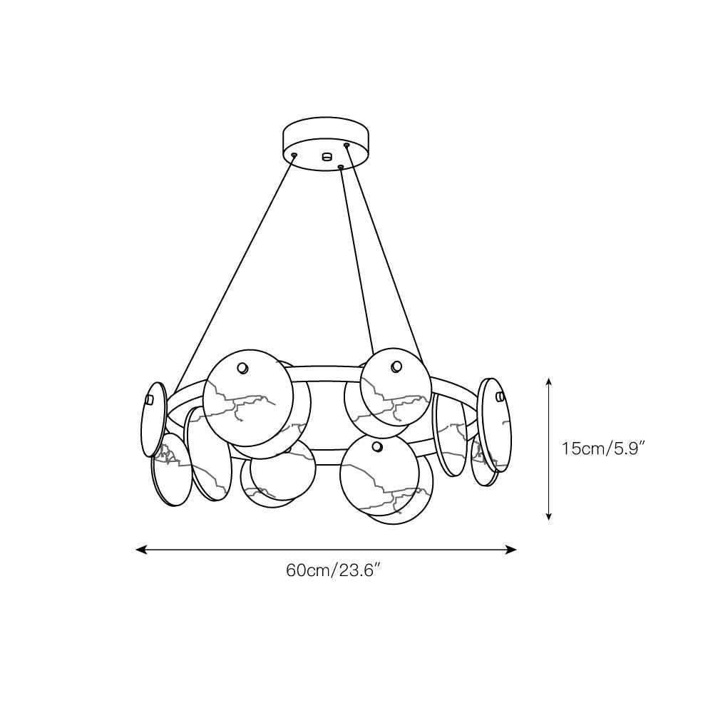 Austen Alabaster Chandelier - 6 heads D 60cm x H 15cm / ∅ 23.6″ x H 5.9″Brass＆WhiteManorlights