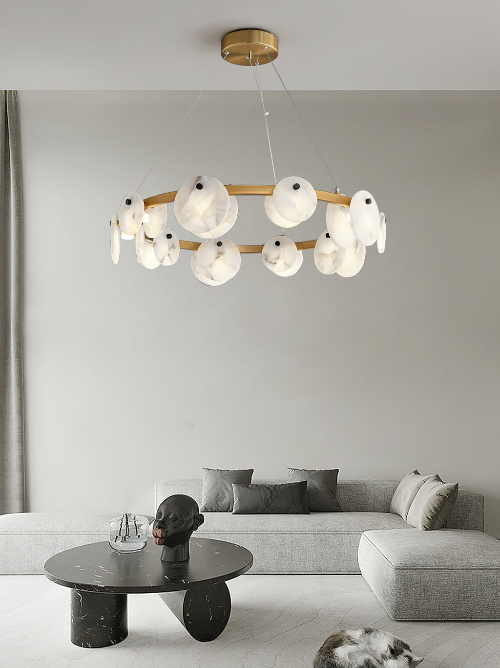 Austen Alabaster Chandelier - 6 heads D 60cm x H 15cm / ∅ 23.6″ x H 5.9″Brass＆WhiteManorlights