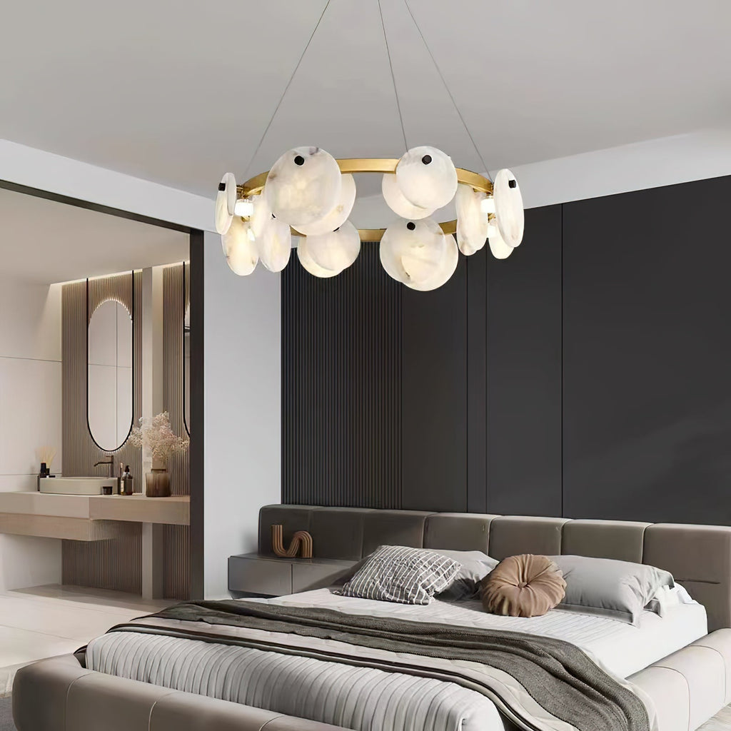 Austen Alabaster Chandelier - 6 heads D 60cm x H 15cm / ∅ 23.6″ x H 5.9″Brass＆WhiteManorlights