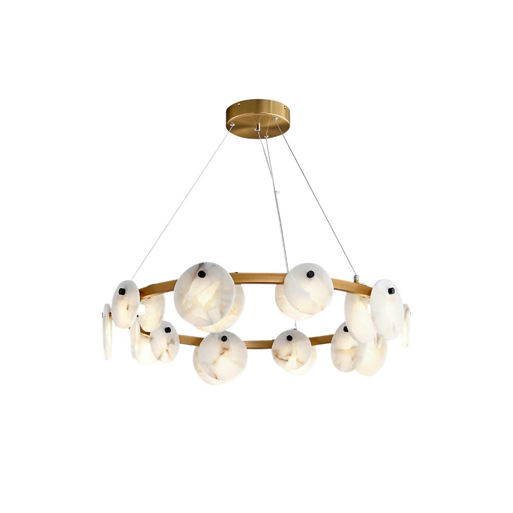 Austen Alabaster Chandelier - 6 heads D 60cm x H 15cm / ∅ 23.6″ x H 5.9″Brass＆WhiteManorlights