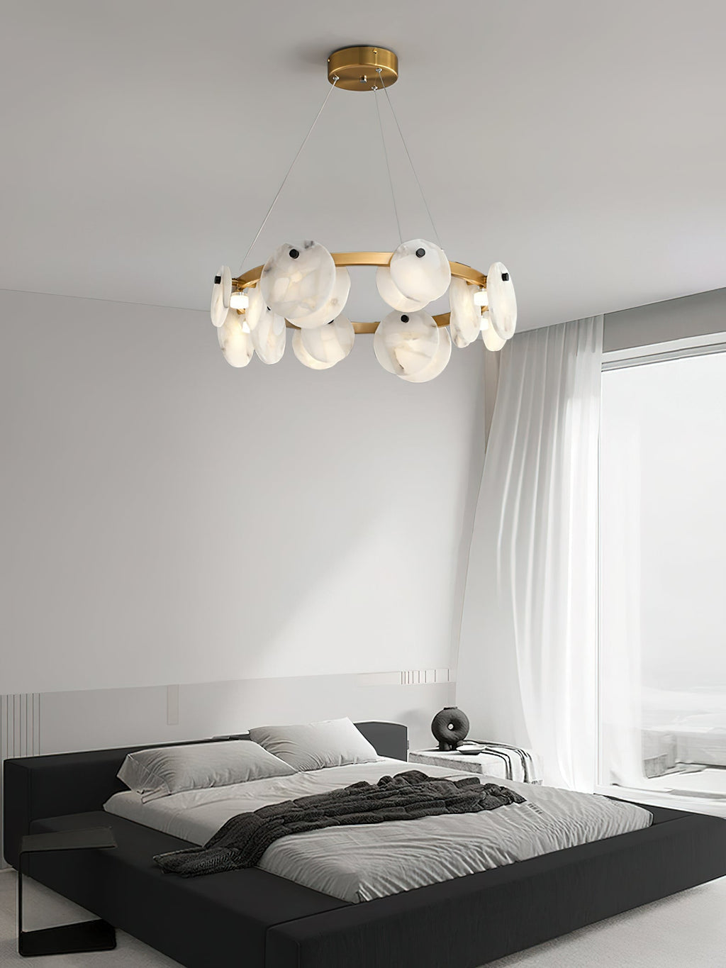 Austen Alabaster Chandelier - 6 heads D 60cm x H 15cm / ∅ 23.6″ x H 5.9″Brass＆WhiteManorlights