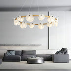 Austen Alabaster Chandelier - 8 heads D 80cm x H 15cm / ∅ 31.5″ x H 5.9″Brass＆WhiteManorlights