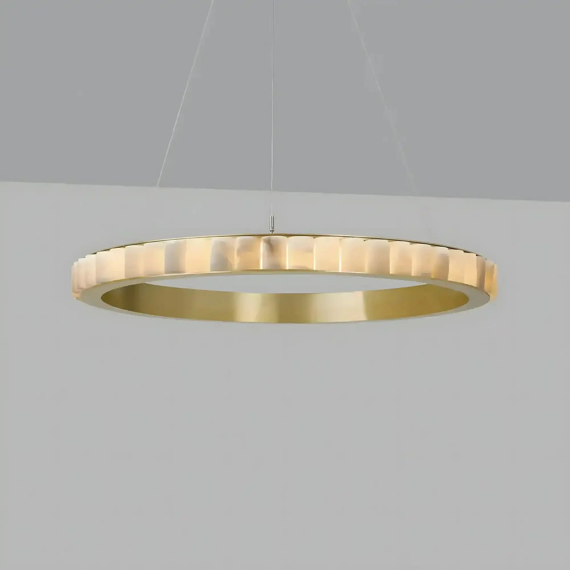 Avalon Alabaster Round Chandelier - 39.4″Dia x 59″HBlackWarm White-Manorlights