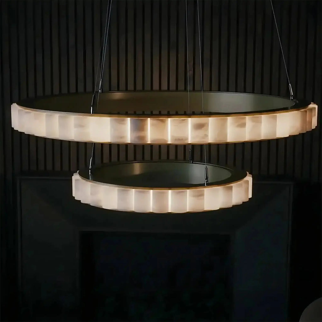 Avalon Alabaster Round Chandelier - 31.5″Dia x 59″HCopperWarm White-Manorlights