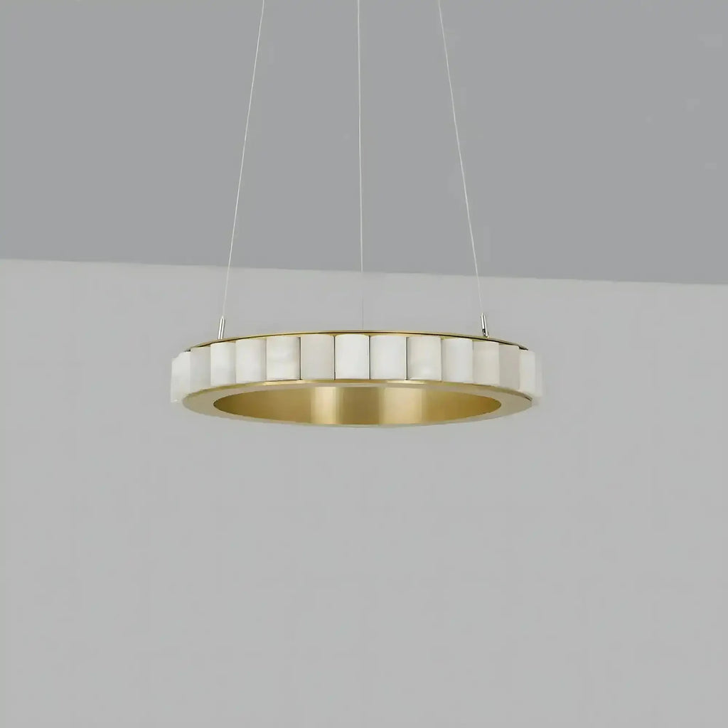 Avalon Alabaster Round Chandelier - 31.5″Dia x 59″HBlackWarm White-Manorlights