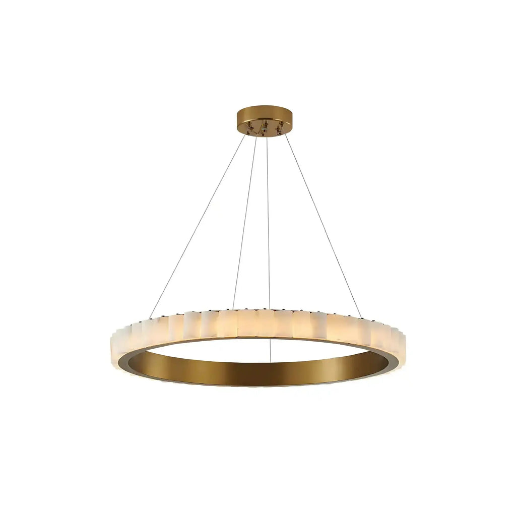 Avalon Alabaster Round Chandelier - 23.6″Dia x 59″HBlackWarm White-Manorlights