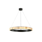 Avalon Alabaster Round Chandelier - 23.6″Dia x 59″HBlackWarm White-Manorlights
