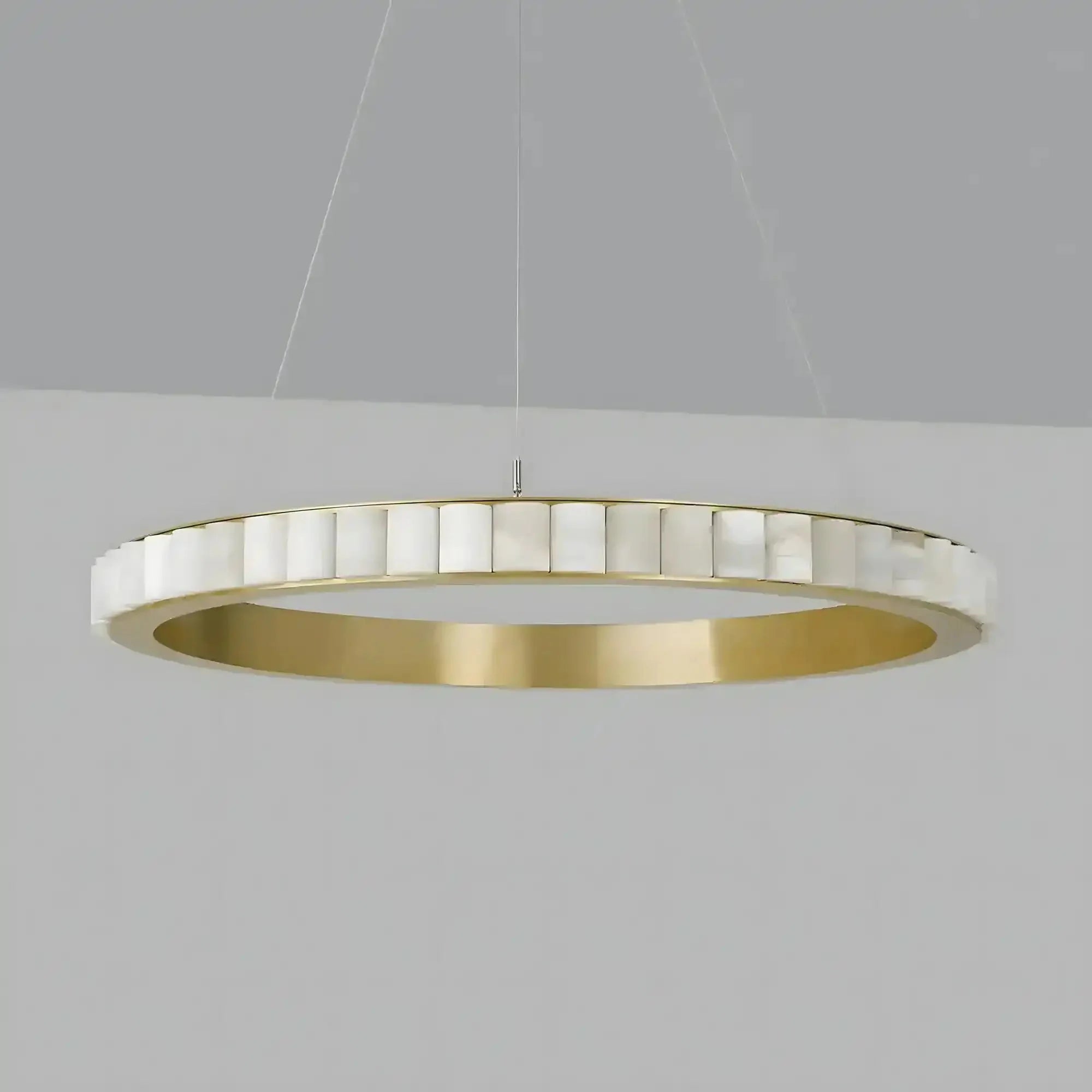 Avalon Alabaster Round Chandelier - 23.6″Dia x 59″HBlackWarm White-Manorlights