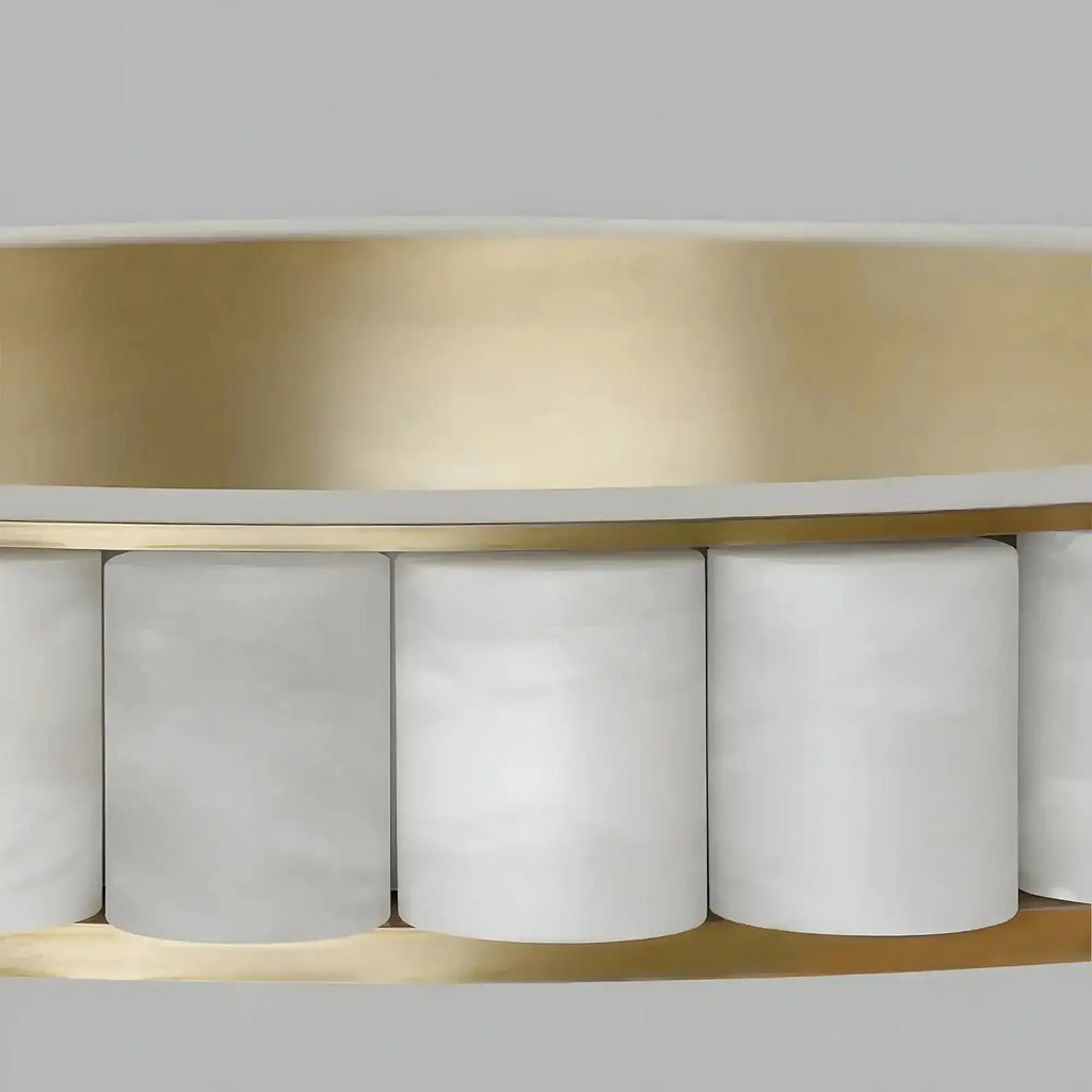 Avalon Alabaster Round Chandelier - 23.6″Dia x 59″HBlackWarm White-Manorlights
