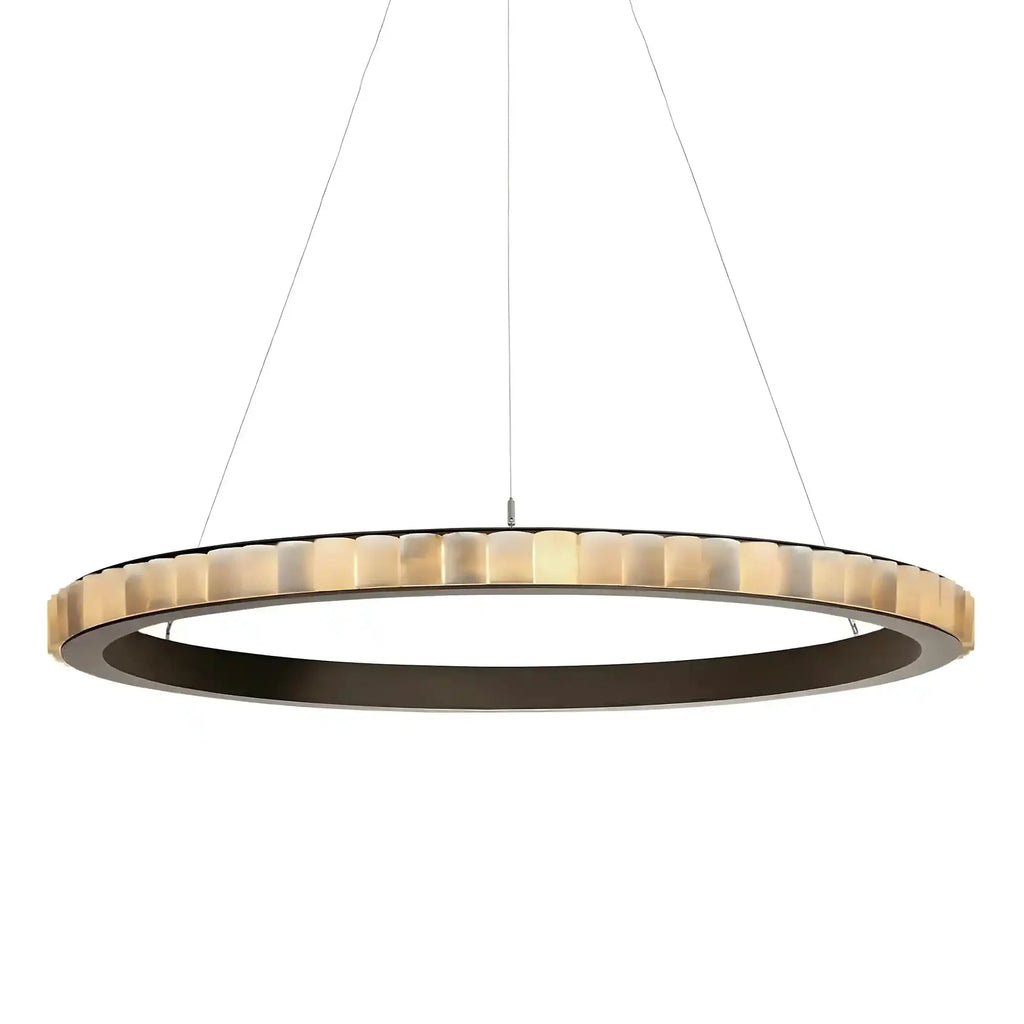 Avalon Alabaster Round Chandelier - 39.4″Dia x 59″HBlackWarm White-Manorlights
