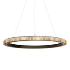 Avalon Alabaster Round Chandelier - 39.4″Dia x 59″HBlackWarm White-Manorlights