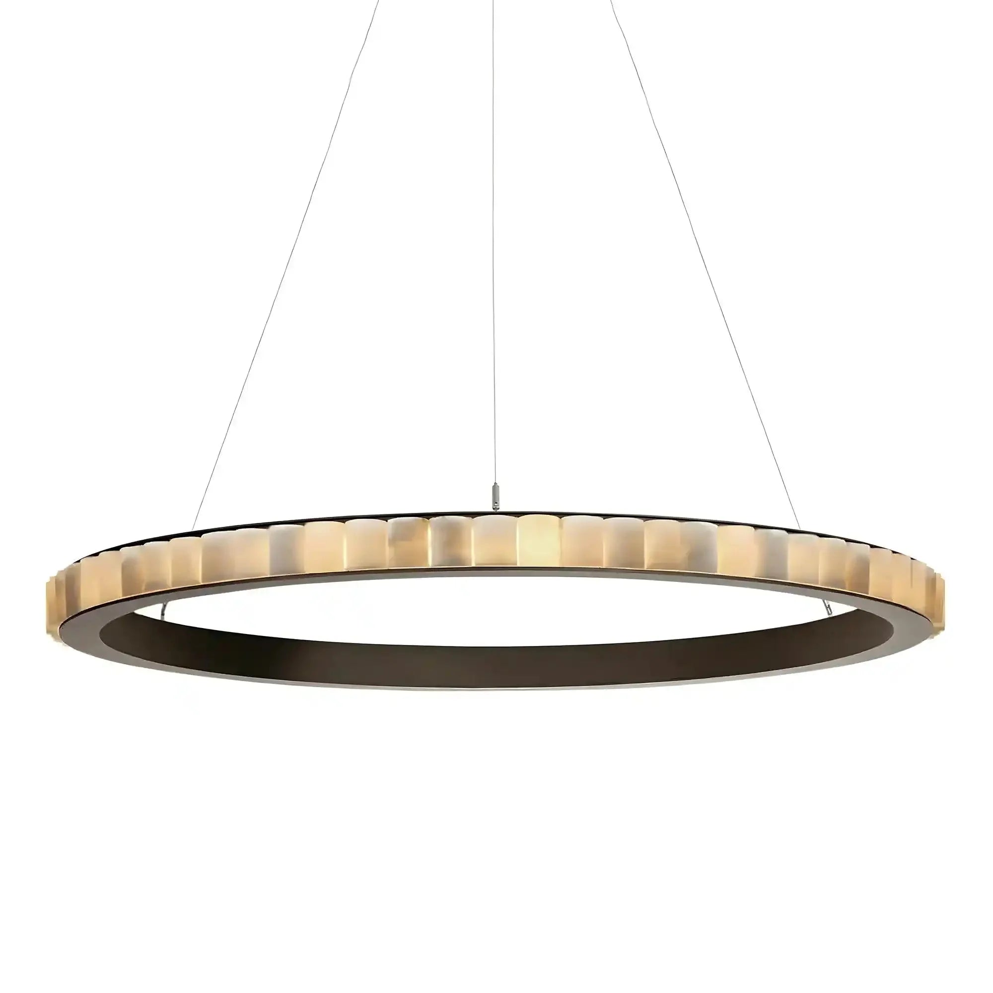 Avalon Alabaster Round Chandelier - 39.4″Dia x 59″HBlackWarm White-Manorlights