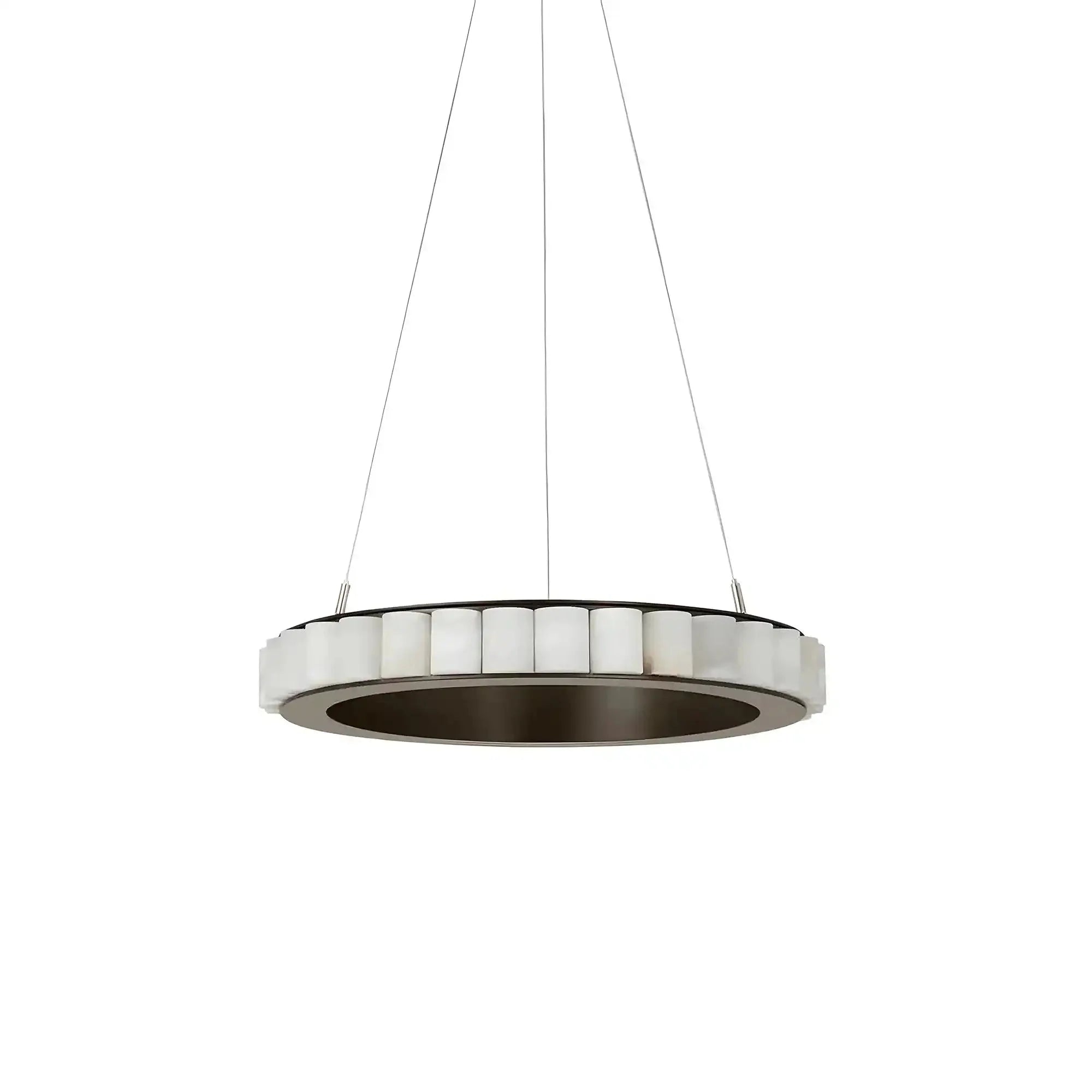 Avalon Alabaster Round Chandelier - 15.7″Dia x 59″HBlackWarm White-Manorlights