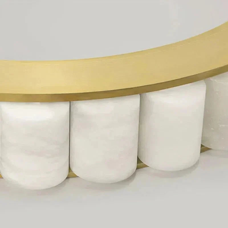 Avalon Halo Modern Chandelier - Satin Brass With Honed Alabaster Stone-Manorlights