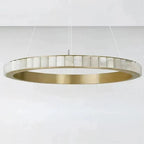 Avalon Halo Modern Chandelier - Satin Brass With Honed Alabaster Stone-Manorlights