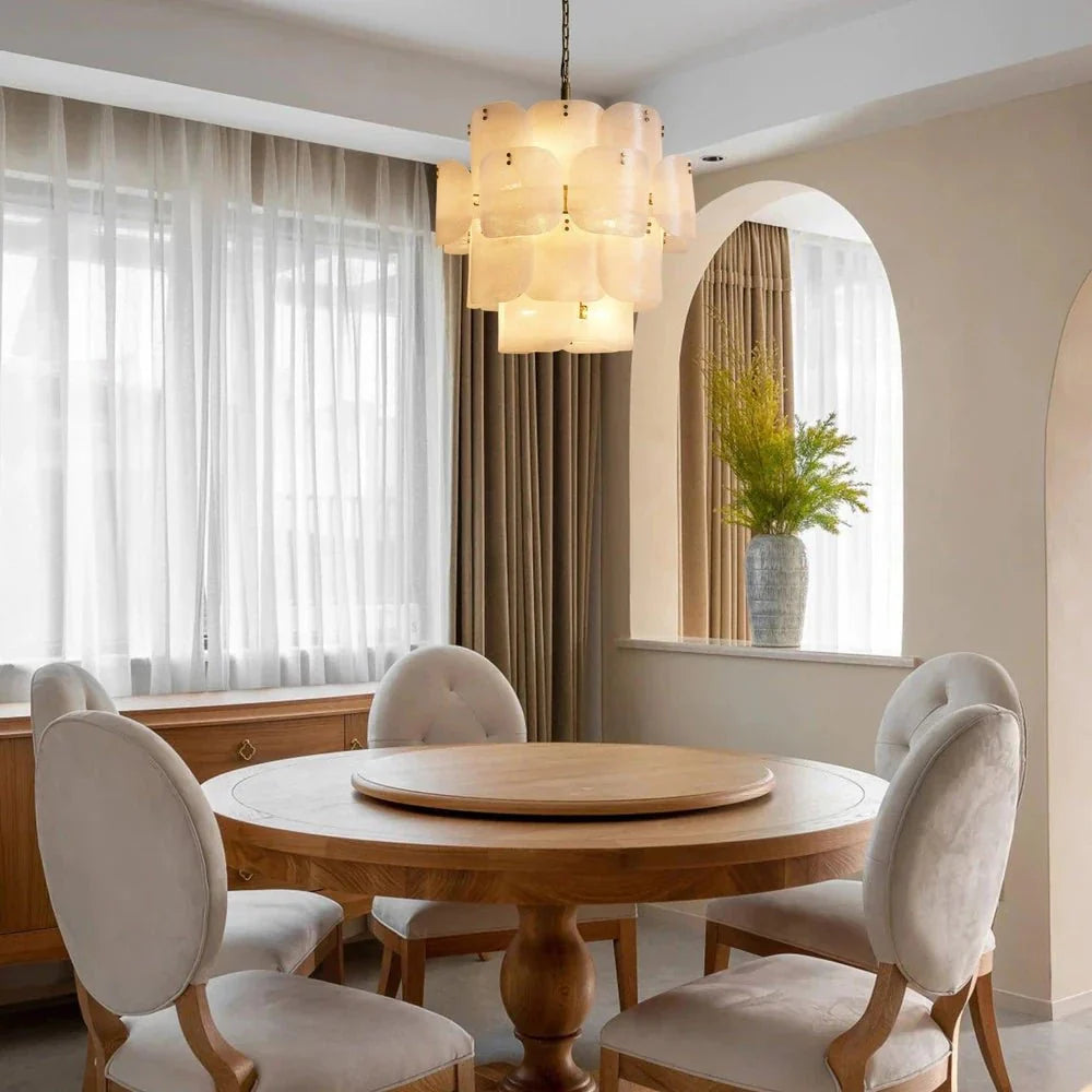 Blaire Round Chandelier in amber - modern dining room lighting